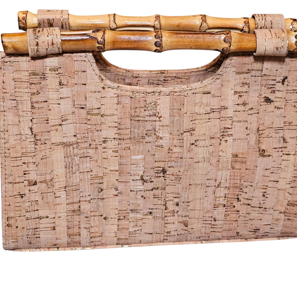 Natural Cork Handbag with Bamboo Handle